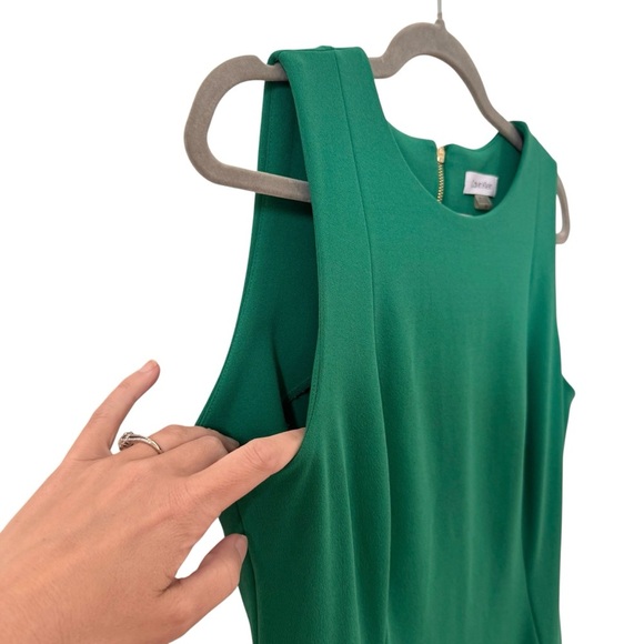 Calvin Klein Flounce Hem Midi Sheath Dress Green Size 10 - Picture 6 of 12